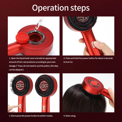 Vibration Scalp Massager with Red Light Therapy & Hair Growth Oil Applicator