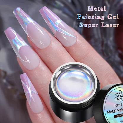 Super Bright Metallic Painting Gel Polish 5ML Gold Silver Mirror Gel Nail Polish Flower Drawing Lines French Nails