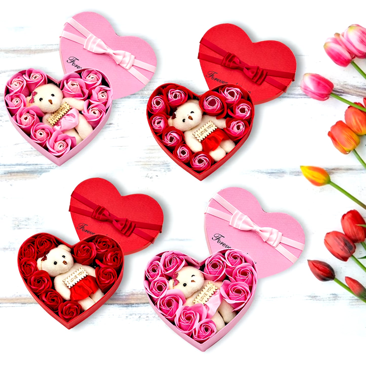 Heart-Shaped Soap Flower Gift Box 