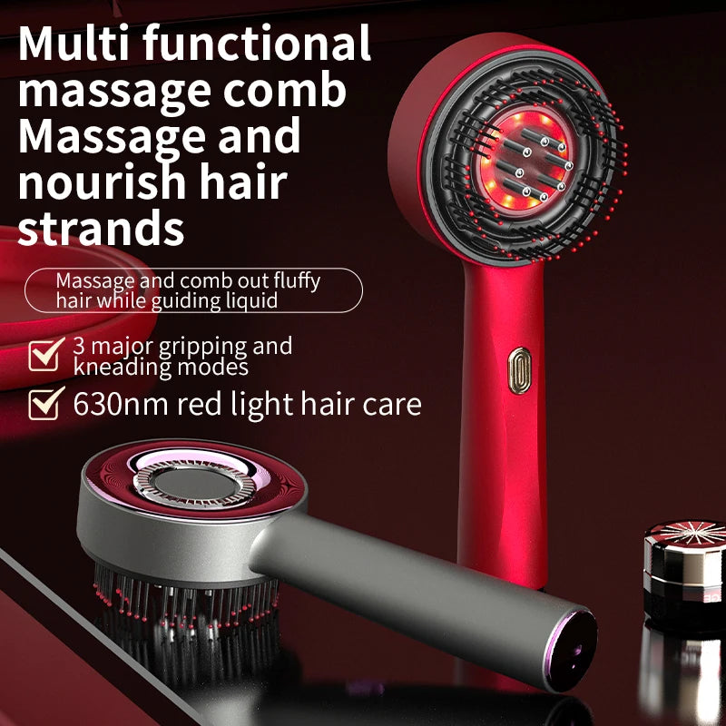 Vibration Scalp Massager with Red Light Therapy & Hair Growth Oil Applicator