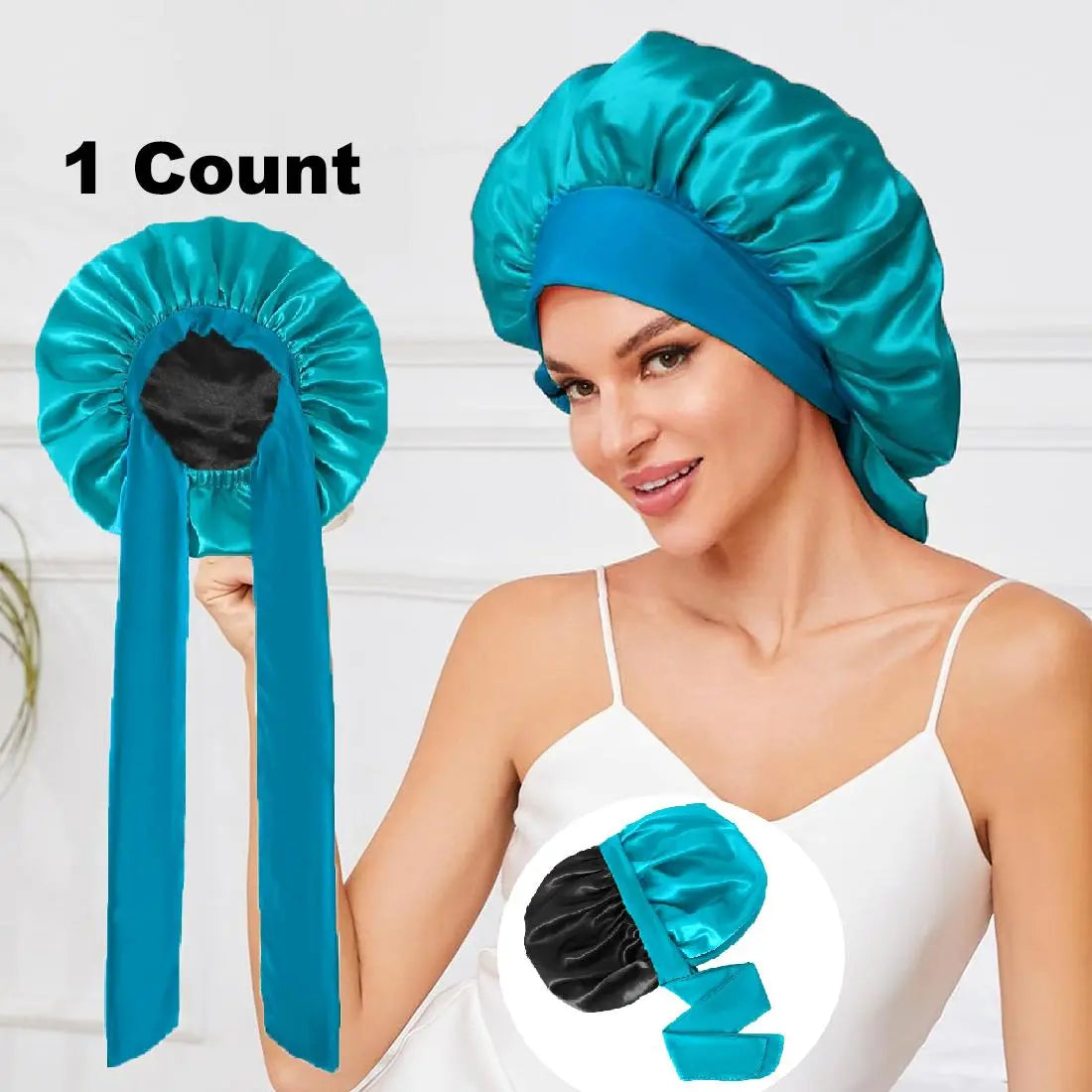 Satin Bonnet - 3 Counts/Set Solid Color Silk Bonnet