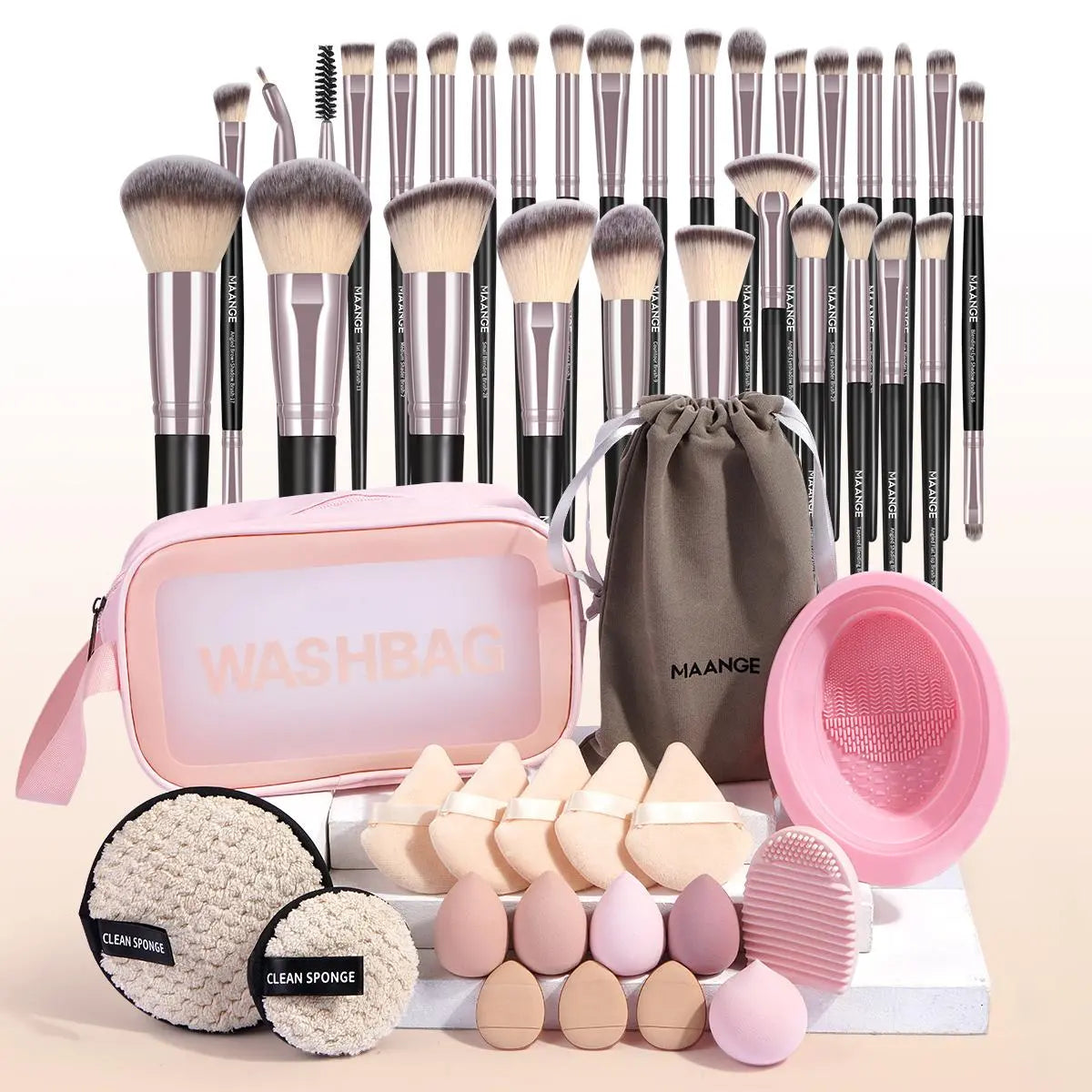 49-Piece Ultimate Makeup Tool Set: Brushes, Sponges, and More with Storage Bag