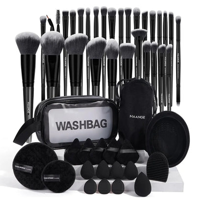 49-Piece Ultimate Makeup Tool Set: Brushes, Sponges, and More with Storage Bag