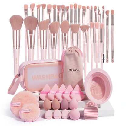 49-Piece Ultimate Makeup Tool Set: Brushes, Sponges, and More with Storage Bag