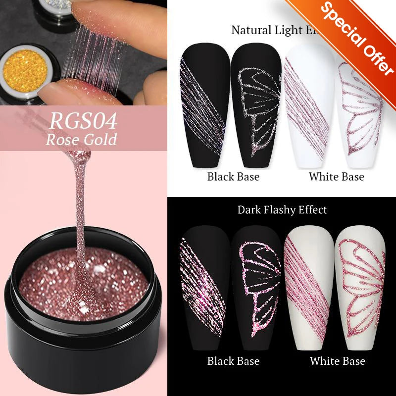 Super Bright Metallic Painting Gel Polish 5ML Gold Silver Mirror Gel Nail Polish Flower Drawing Lines French Nails