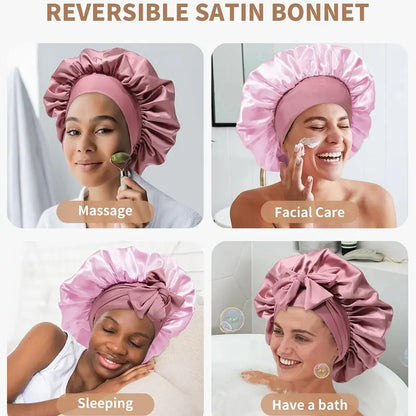 Reversible Satin Hair Bonnet with Adjustable Fit